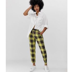 ASOS Yellow Plaid Cigarette Pants